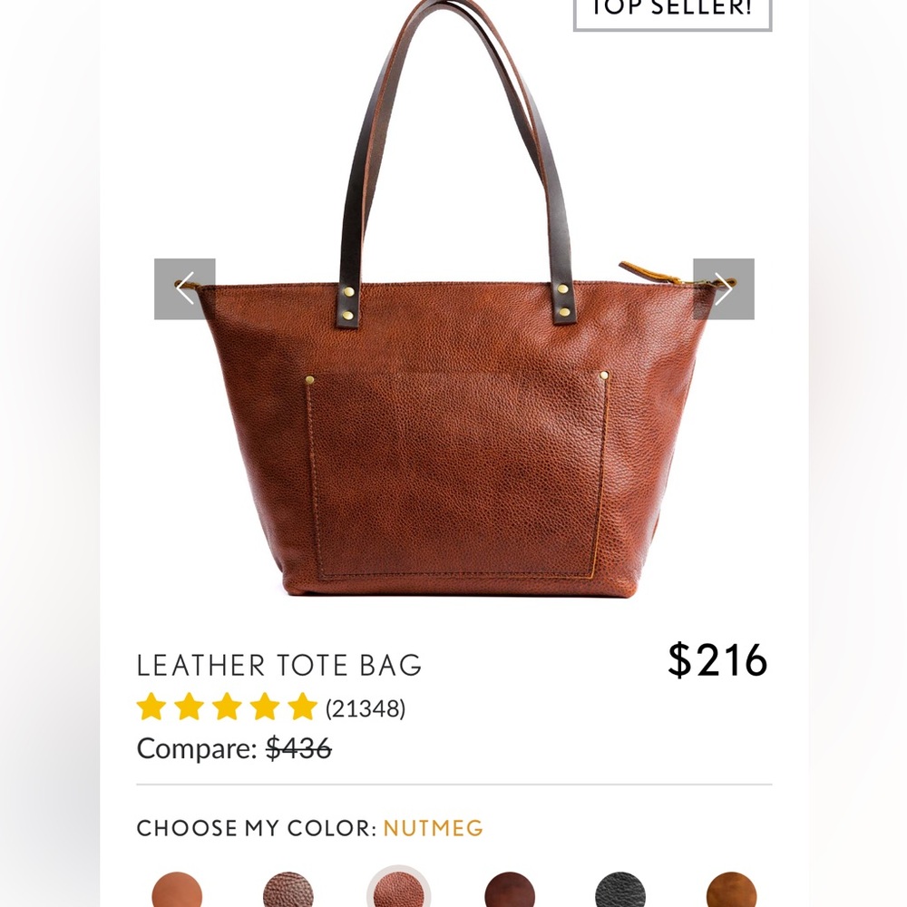 Portland Leather extra large tote with zipper